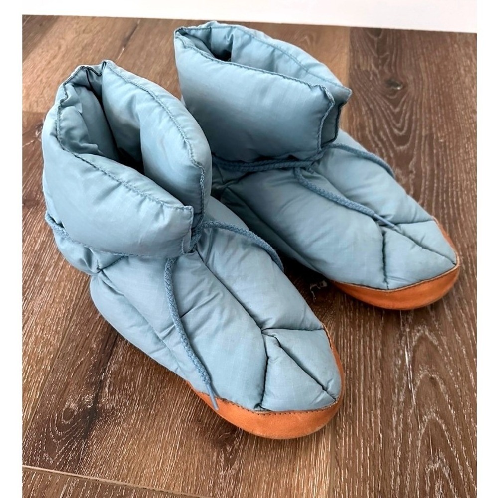 Vintage Eddie Bauer Goose Down Camp Booties Tent Slippers Blue Men 5-6 Women 7